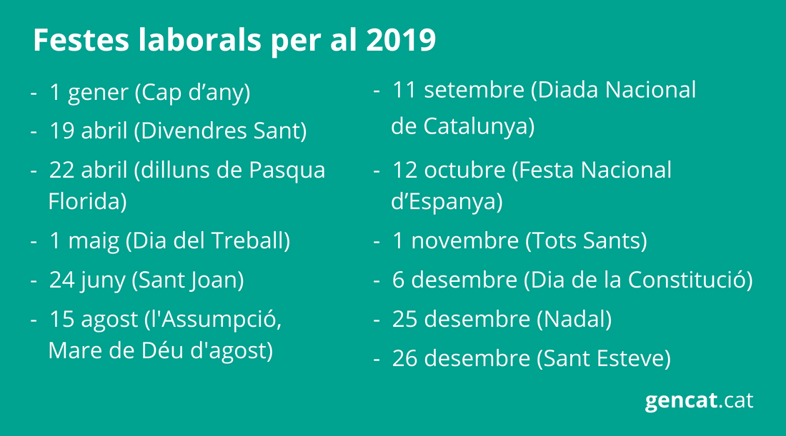 Calendari de festius / Foto: Gencat.cat Calendari de festius / Foto: Gencat.cat
