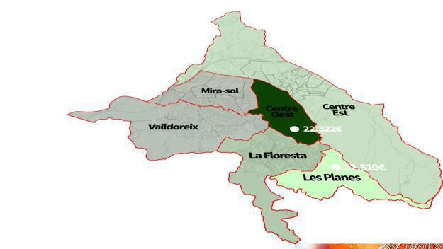 Situació dels diferents districtes / Foto: Cugat Mèdia