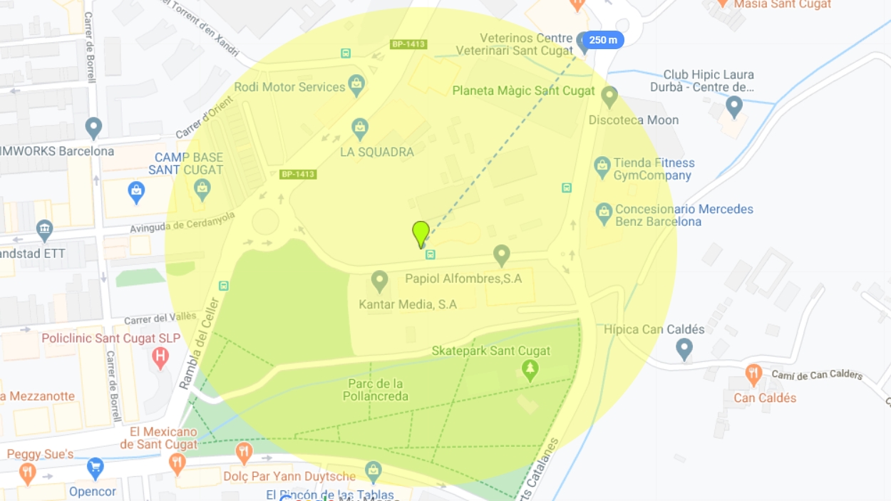 Perímetre de seguretat de 250 metres / Foto: Google Maps