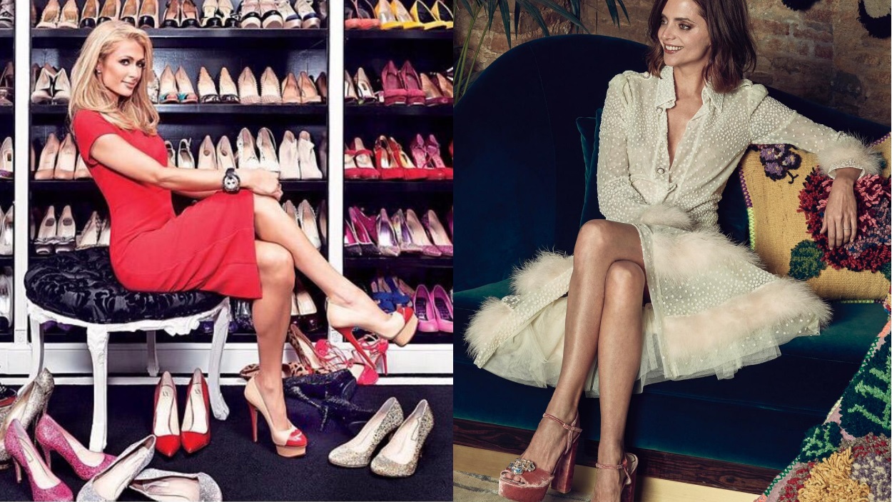 Paris Hilton mostrant sabates de Belén Ortiz i Macarena Gómez / Foto: Cedida per Belén Ortiz