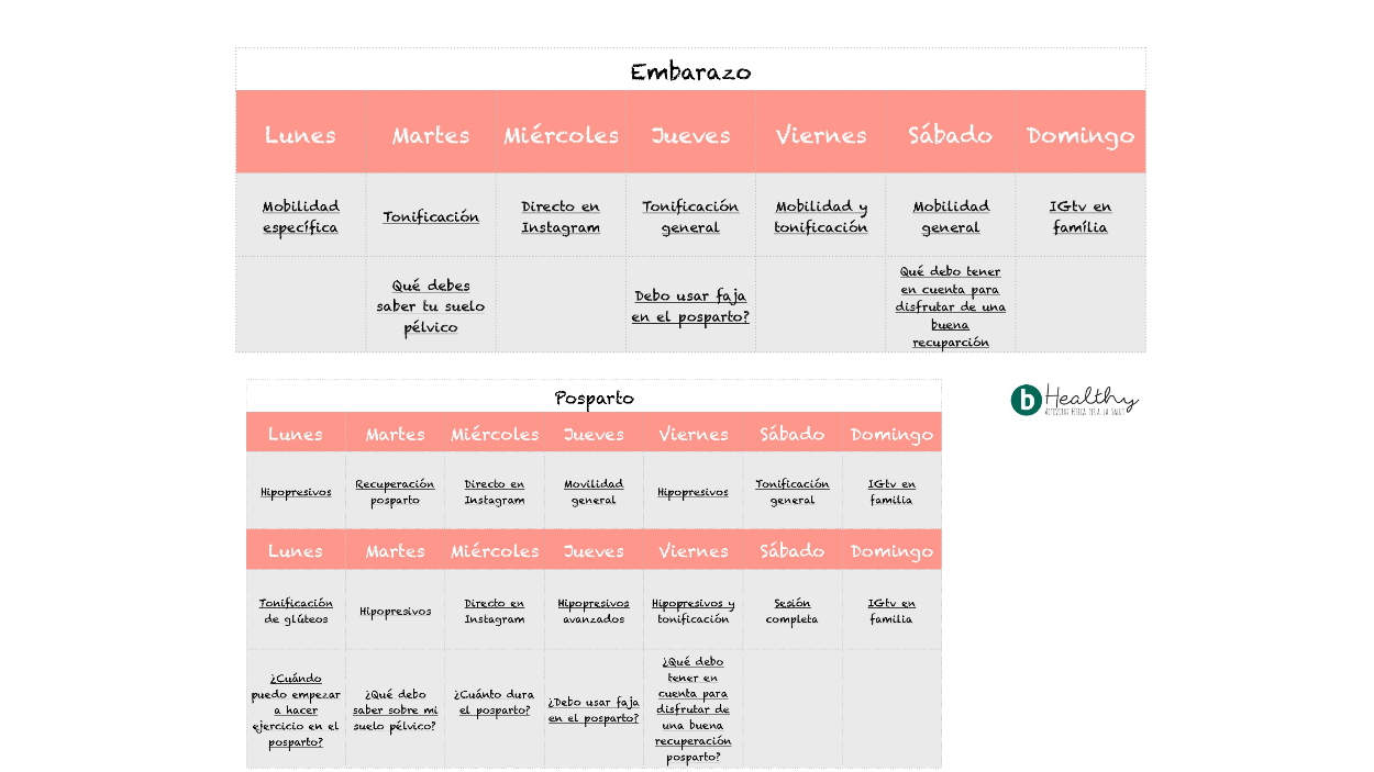 Calendari d'embaràs i postpart d'entrenament durant el confinament / Foto: Bhealthy
