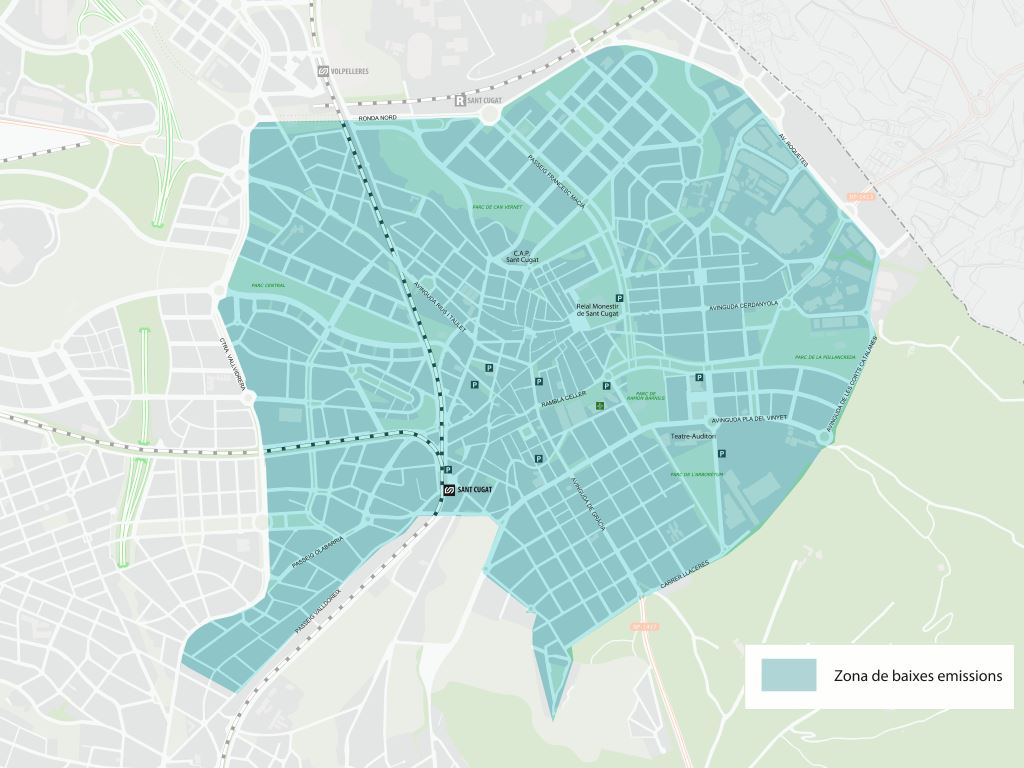 L'àrea que comprèn la Zona de Baixes Emissions de Sant Cugat / Foto: Ajuntament